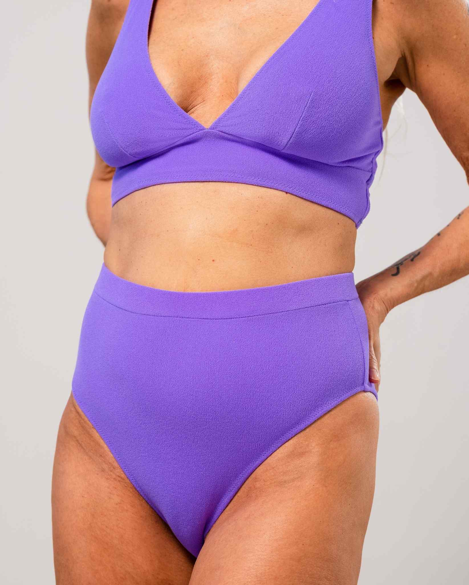 Purple print Bikini High Cut Cotton Womens