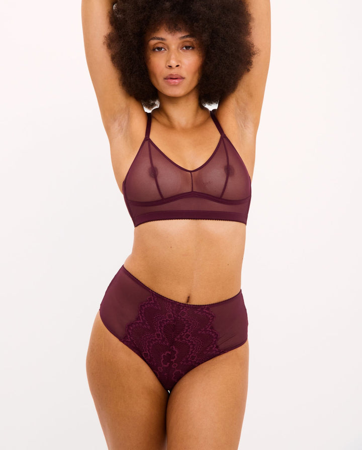 Lace Highwaist Briefs Cherry