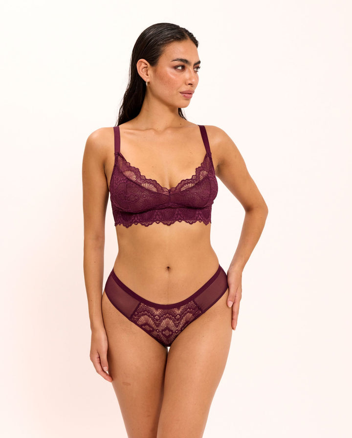 Lace Support Bra Cherry
