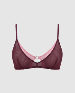Mesh Double Triangle Bralette Cherry