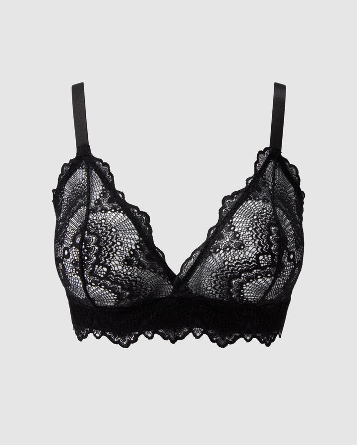 Lace Triangle+ Bralette Black