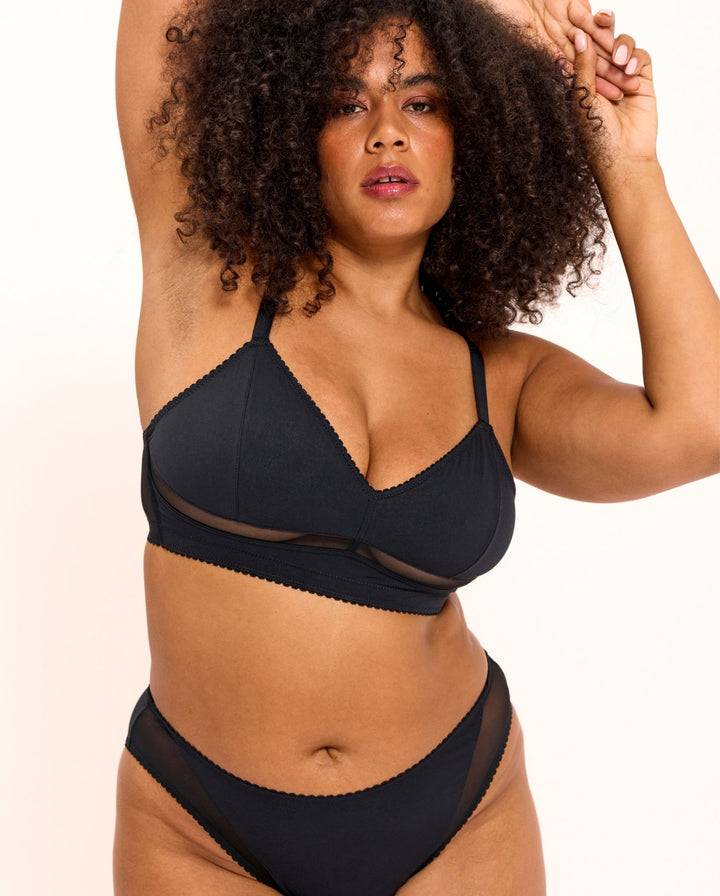 Opaque Mesh Balconette Black