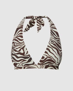 Halter Bikini Top Zebra