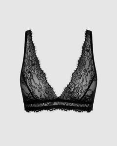 Lace Plunge Bralette Black