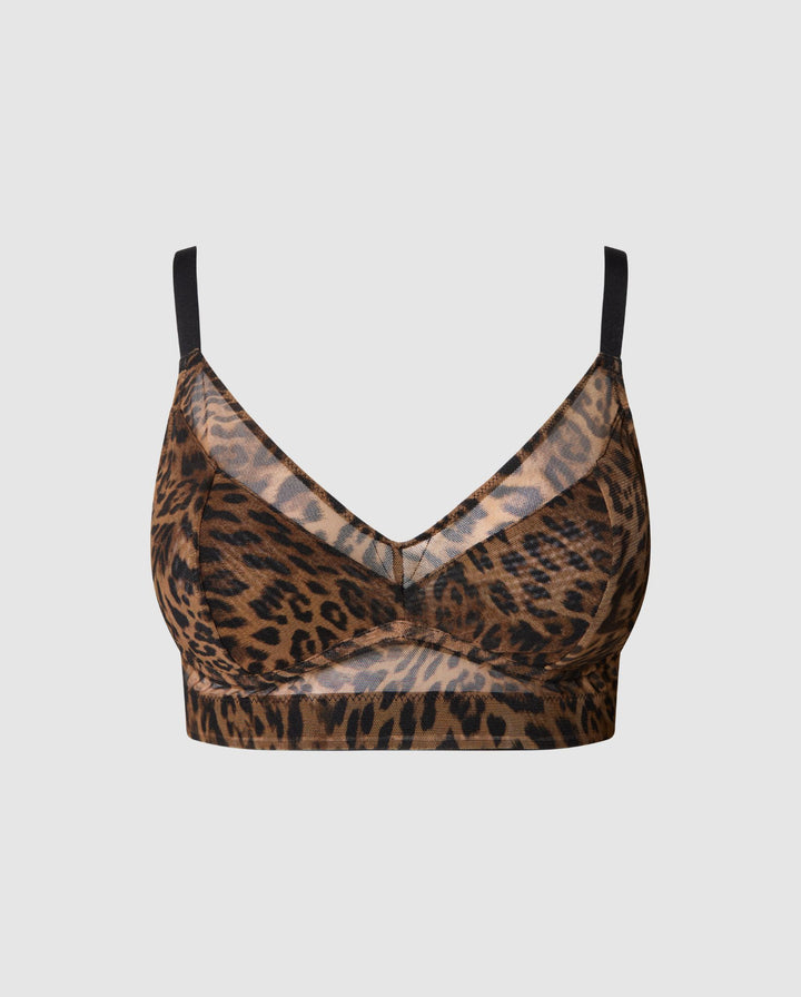 Mesh Support Bra Dark Leopard