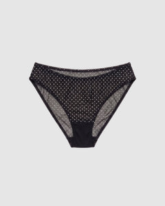 Mesh Dipped Midi Briefs Black/White