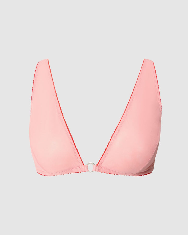 Mesh Plunge Bralette Peach Rose