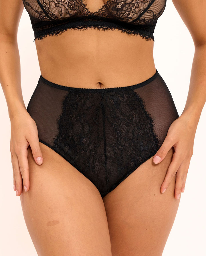 Lace Highwaist Briefs Black