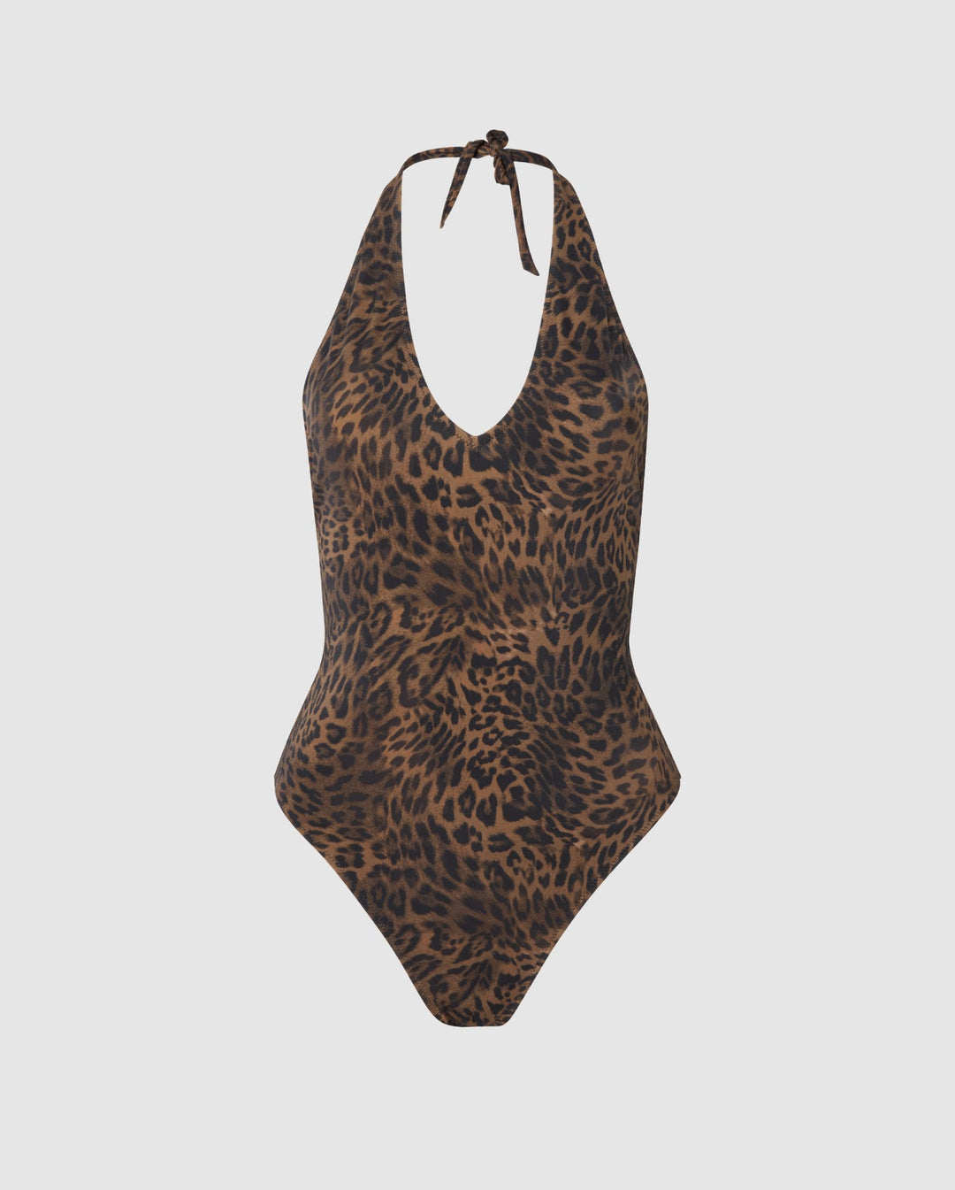 Halterneck Swimsuit Dark Leopard