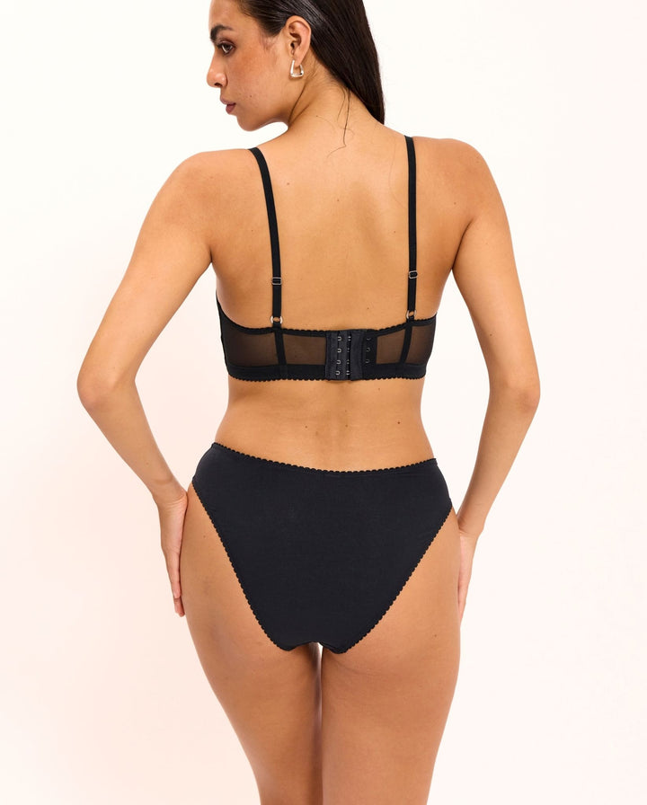 Opaque Mesh Midi Briefs Black