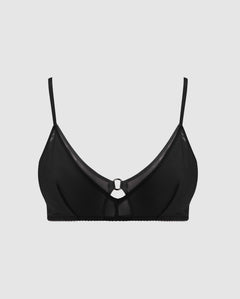 Mesh Double Triangle Bralette Black