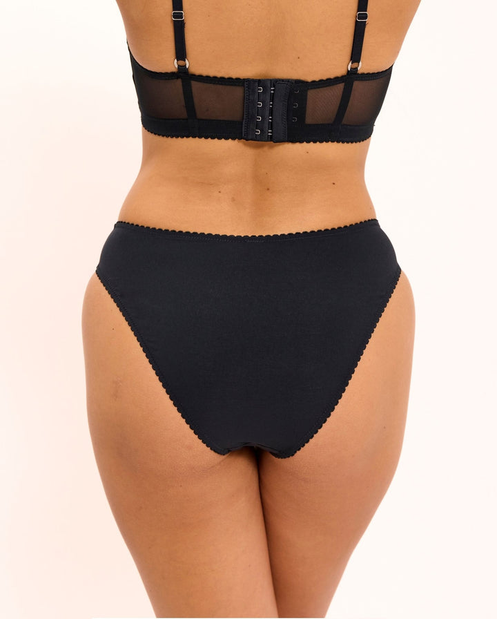 Opaque Mesh Midi Briefs Black