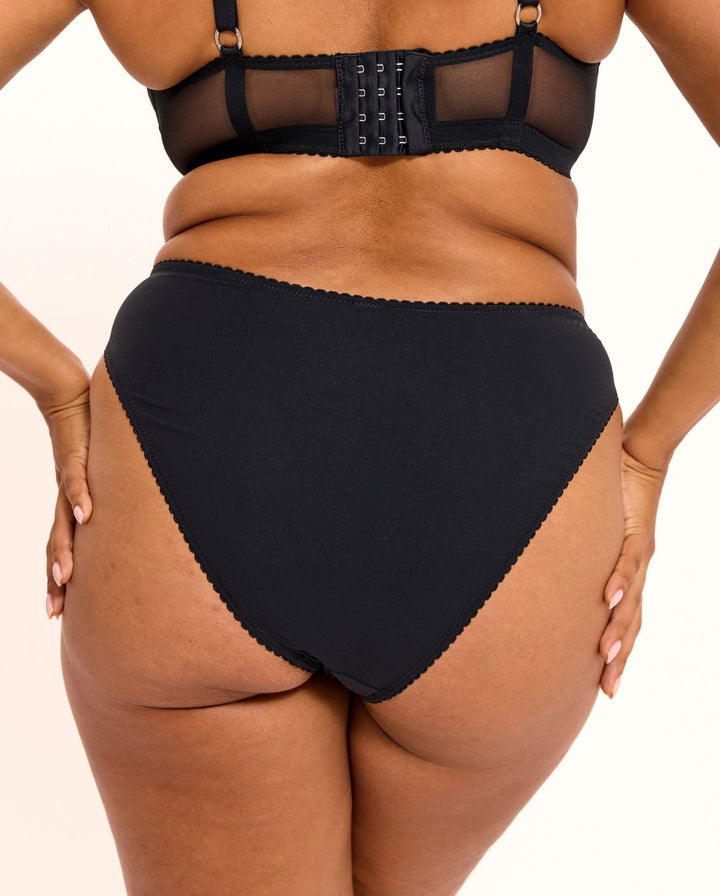 Opaque Mesh Midi Briefs Black