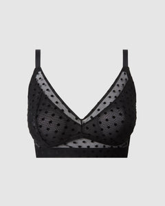 Mesh Support Bra Black Dots