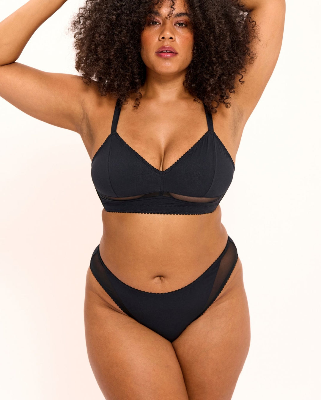 Opaque Mesh Midi Briefs Black