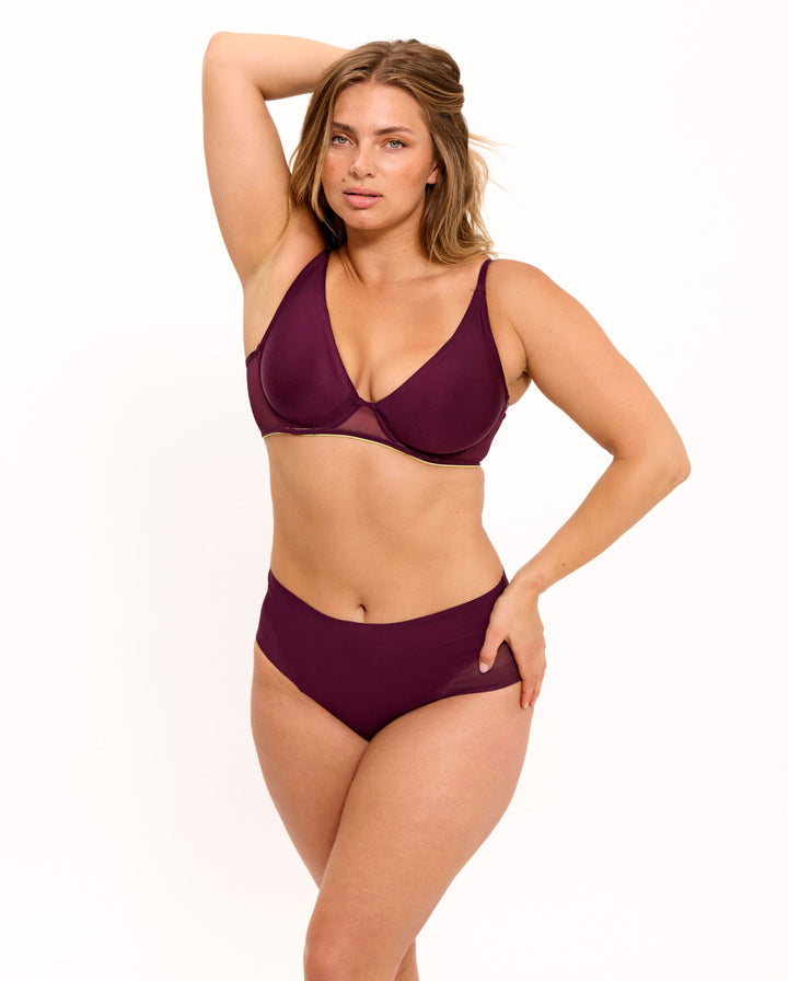 Micro Mesh Underwired Bra Plum