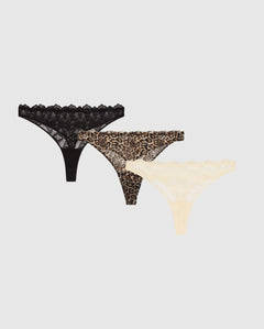 Lace Thong 3-Pack Multicolor