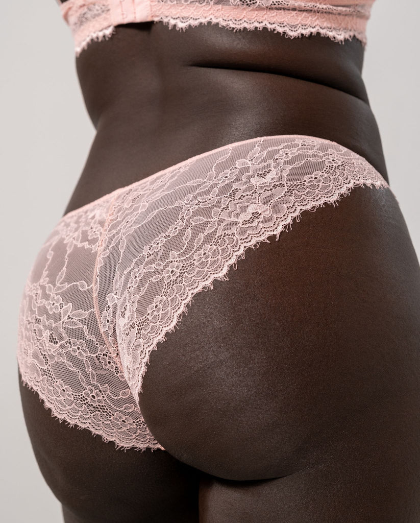 Lace Mesh Tanga Briefs Powder