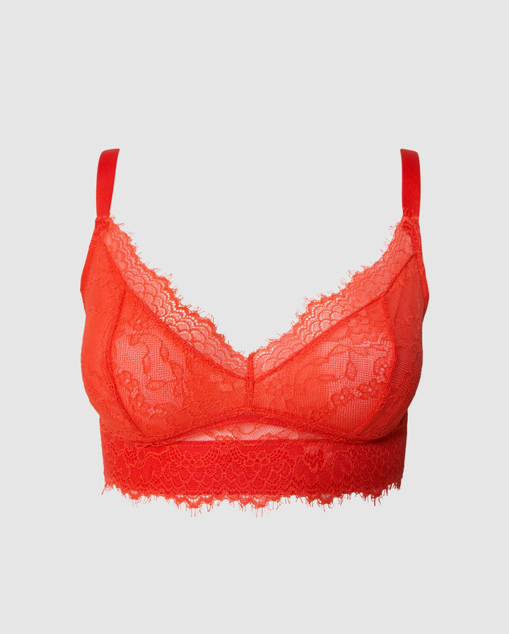 Lace Support Bra Fiery Red