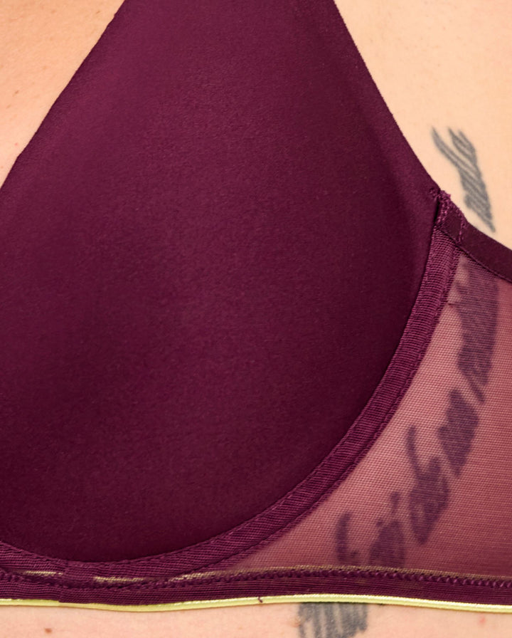 Micro Mesh Underwired Bra Plum