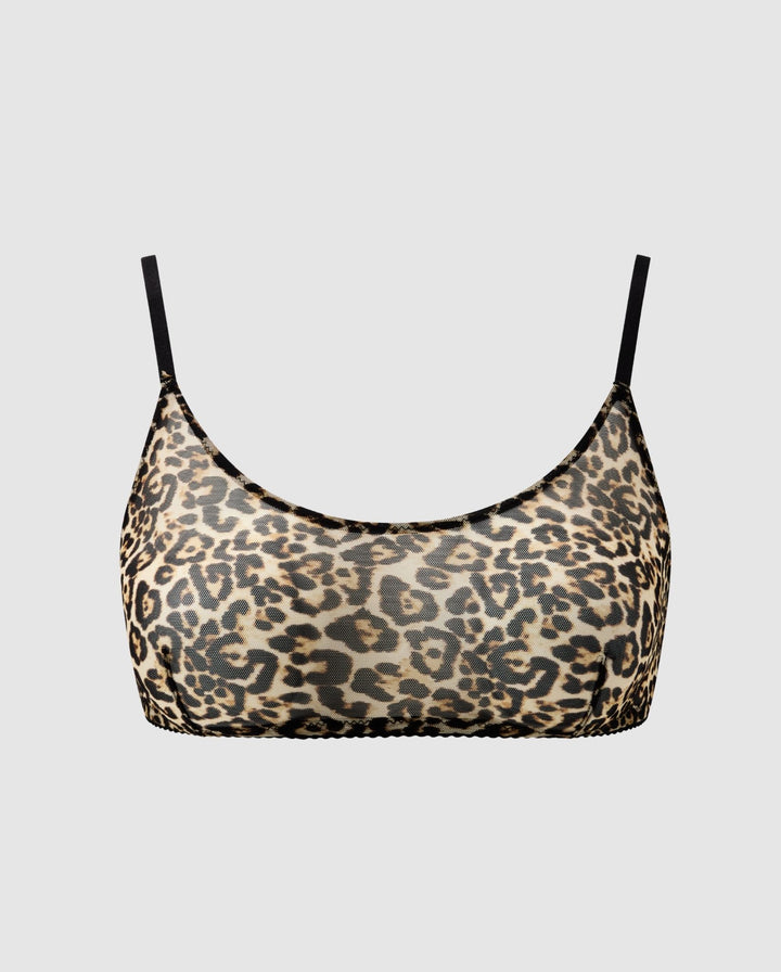 Mesh Scoop Bralette Leopard