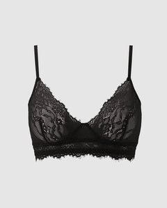 Lace Triangle Scoop Bralette Black