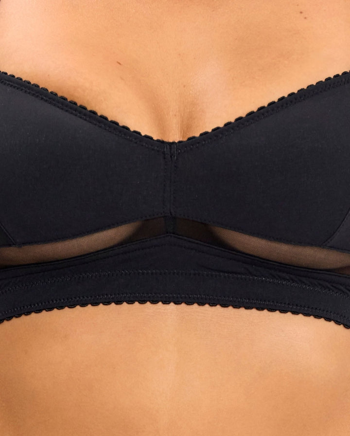Opaque Mesh Balconette Black