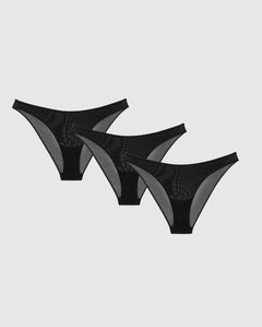 Mesh Bikini Briefs 3-Pack Black