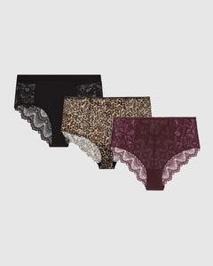 Lace Highwaist Briefs 3-Pack Multicolor