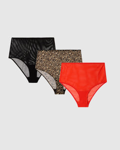 Mesh Highwaist Briefs 3-Pack Multicolor