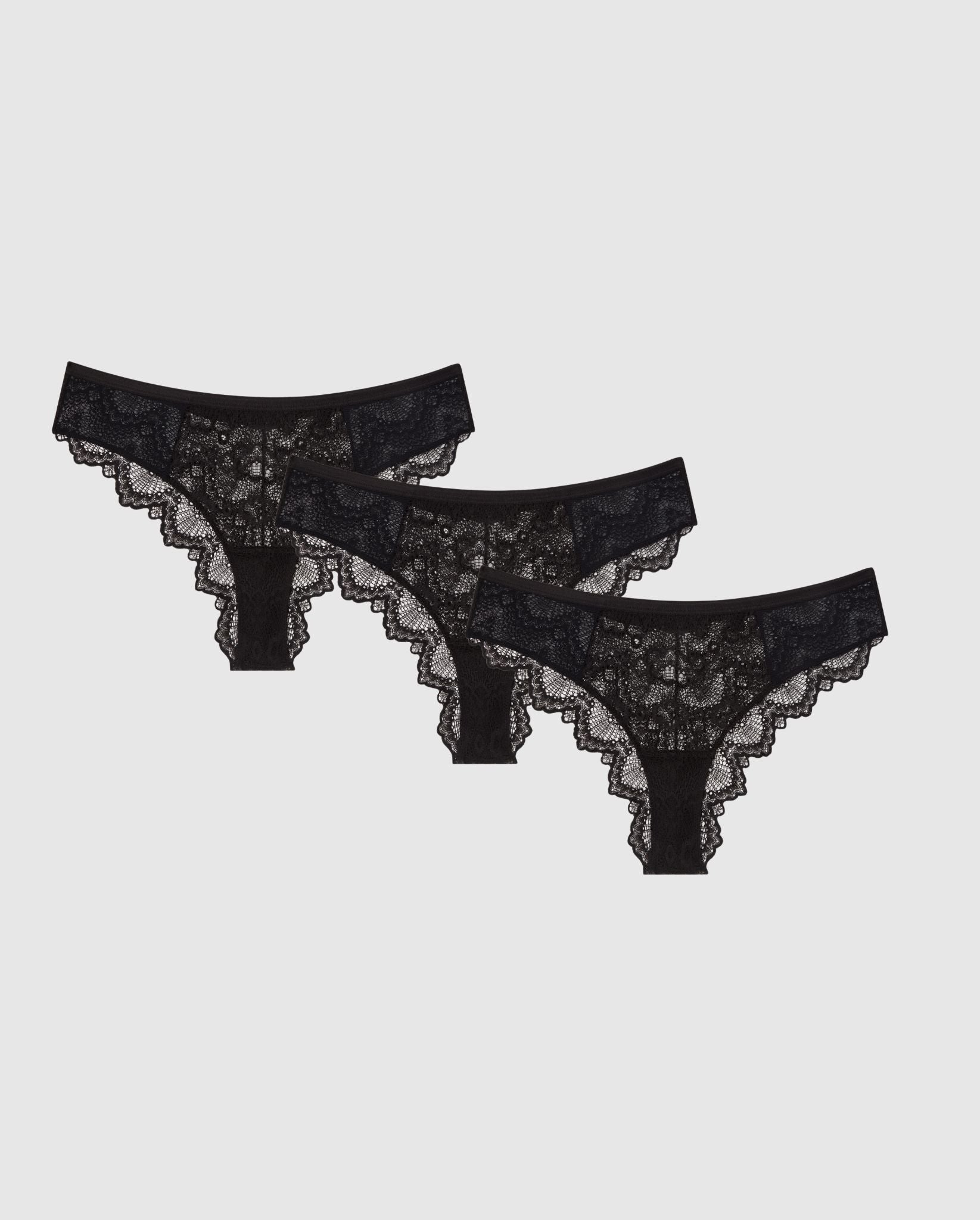 Lace Cheeky 3-Pack Black | Understatement
