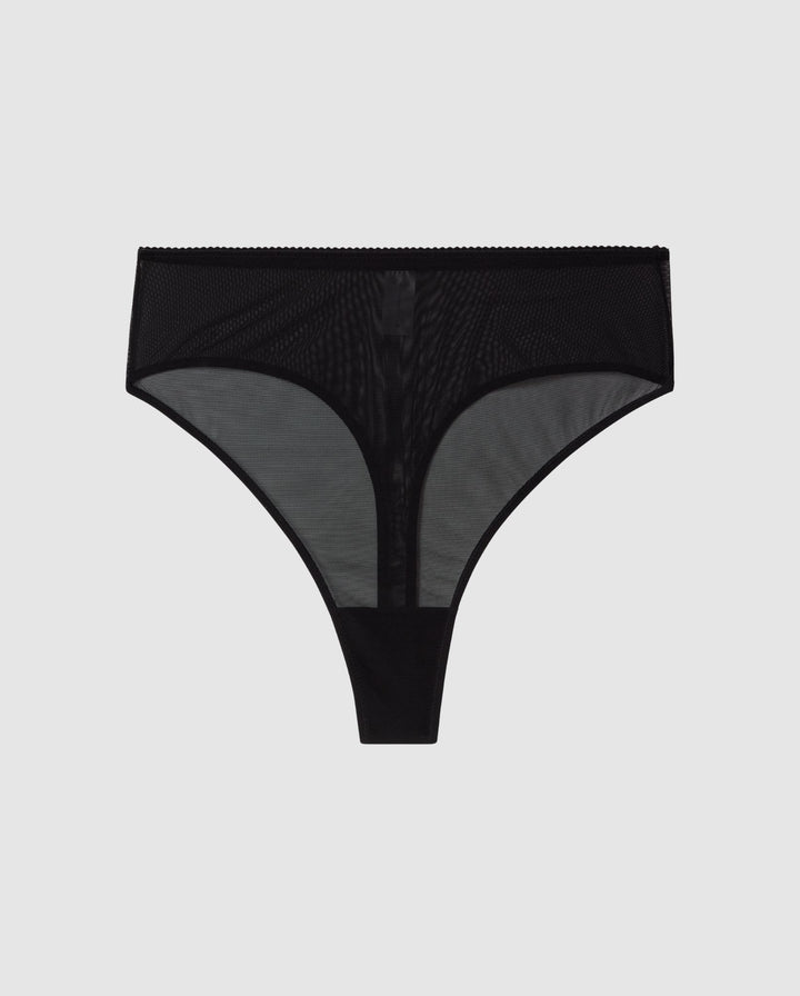 Mesh Highwaist Thong Black
