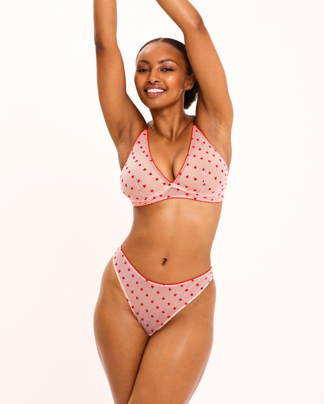 Mesh Bikini Briefs Pale Pink/Deep Red