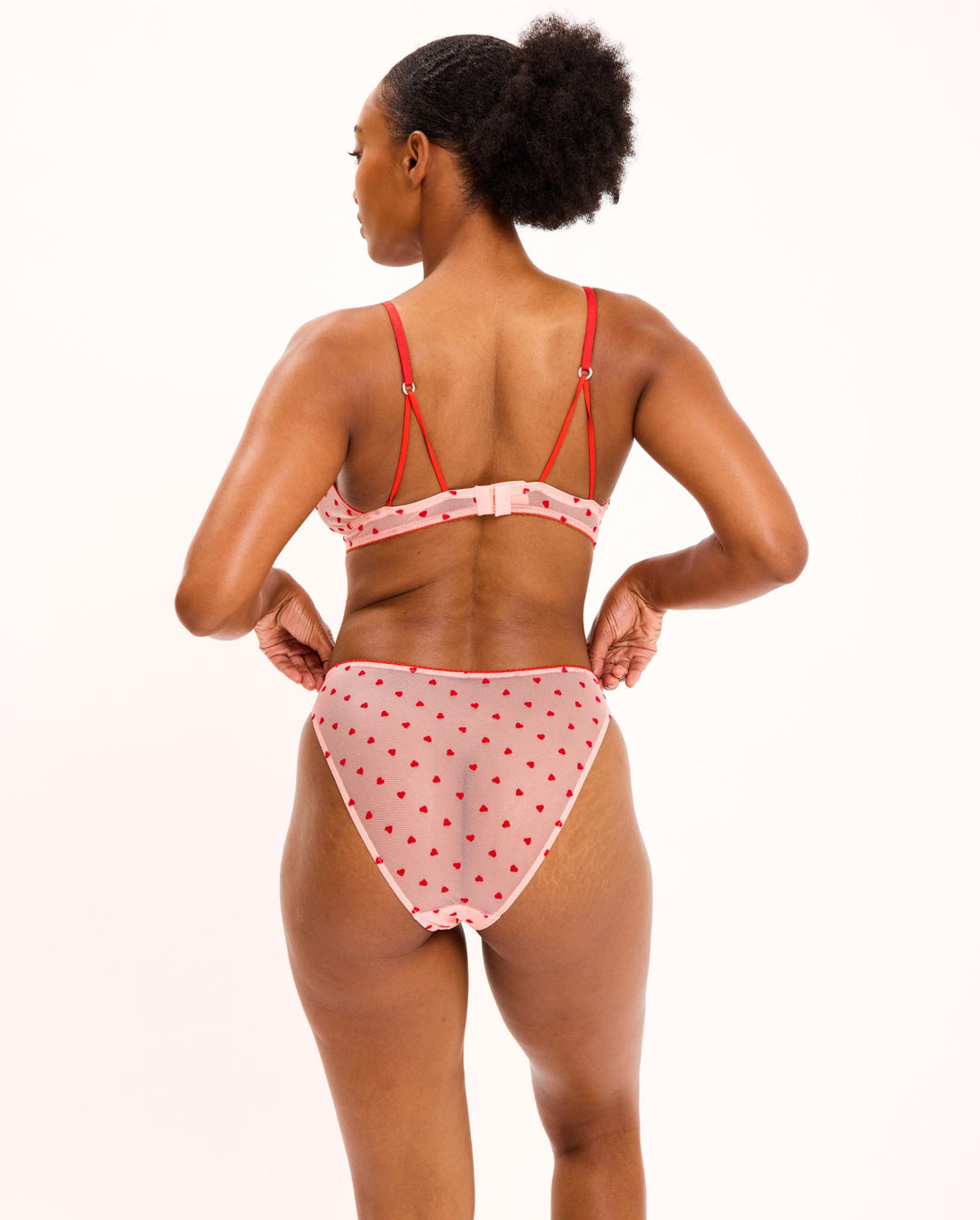 Mesh Bikini Briefs Pale Pink/Deep Red