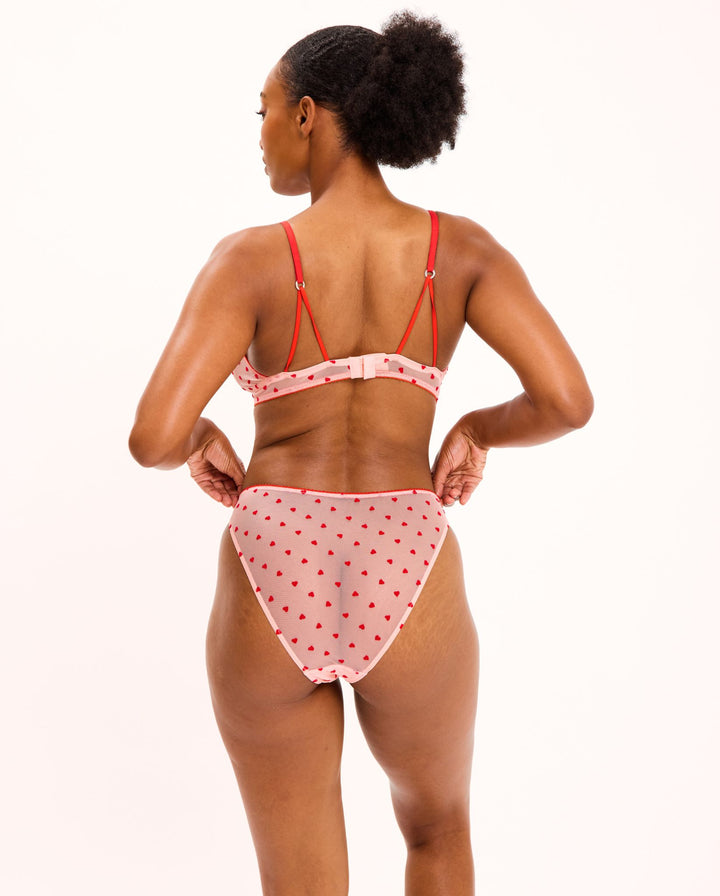 Mesh Bikini Briefs Pale Pink/Deep Red