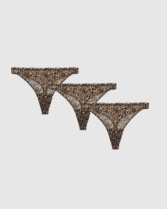 Lace Thong 3-Pack Leopard