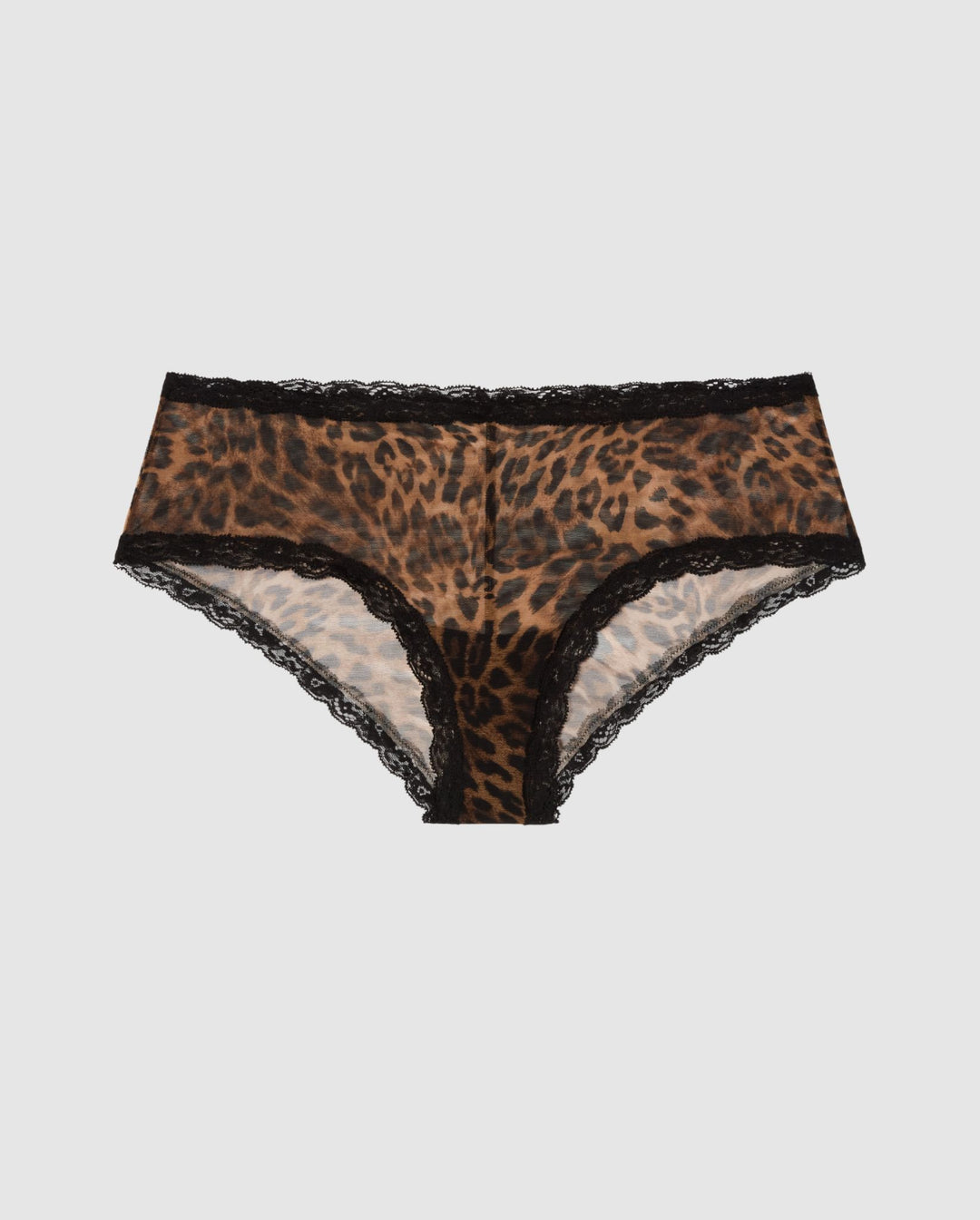 Mesh Lace Trim Hipster Dark Leopard