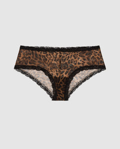Mesh Lace Trim Hipster Dark Leopard
