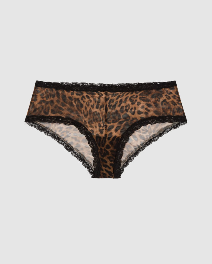 Mesh Lace Trim Hipster Dark Leopard