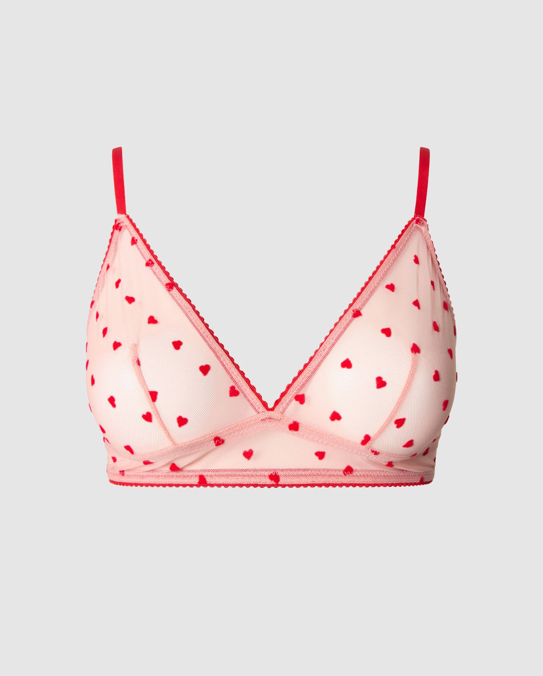 Mesh Triangle Bralette Pale Pink/Deep Red