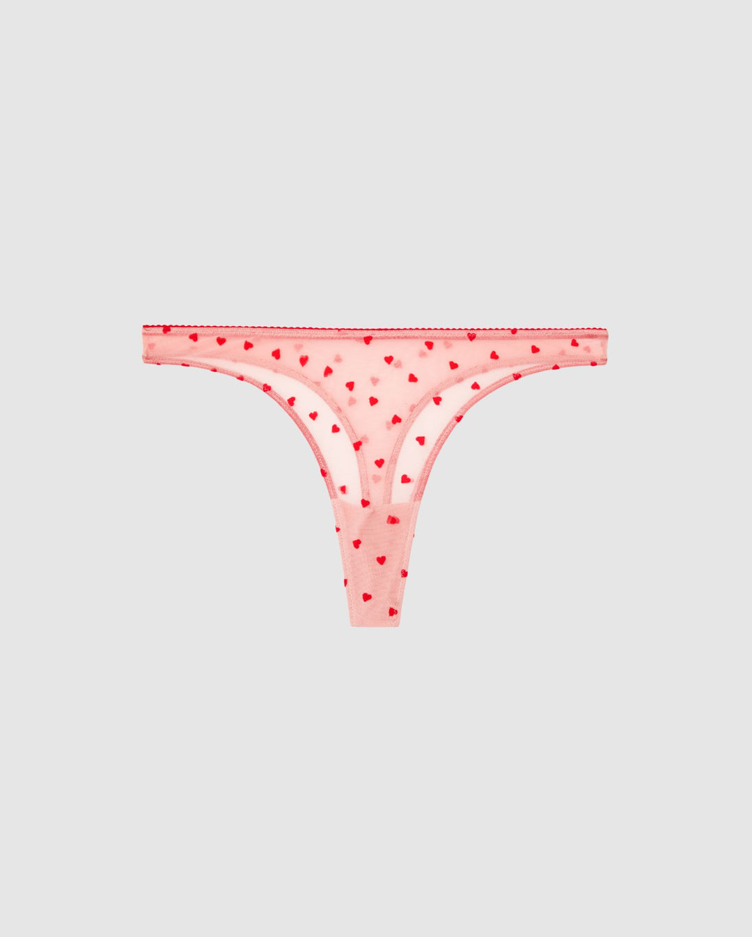 Mesh Thong Pale Pink/Deep Red