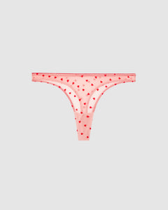 Mesh Thong Pale Pink/Deep Red