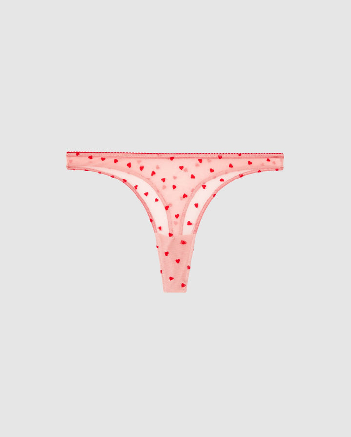 Mesh Thong Pale Pink/Deep Red