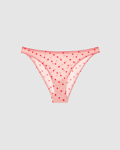 Mesh Bikini Briefs Pale Pink/Deep Red