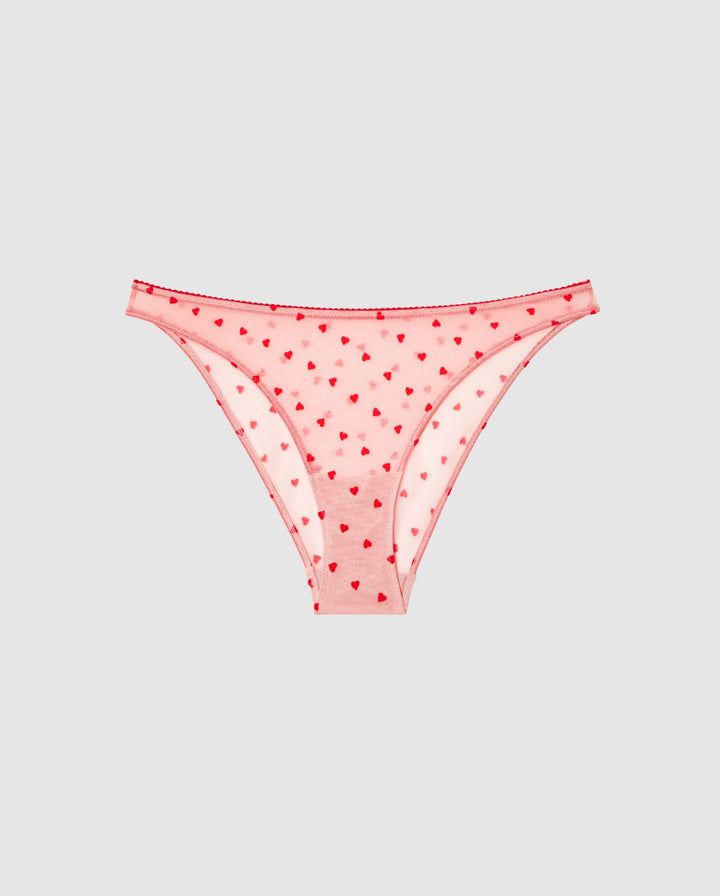 Mesh Bikini Briefs Pale Pink/Deep Red
