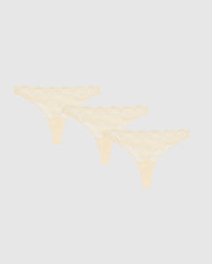 Lace Thong 3-Pack Cream