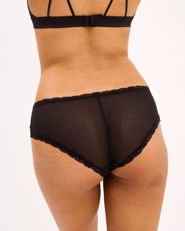 Mesh Lace Trim Hipster Black