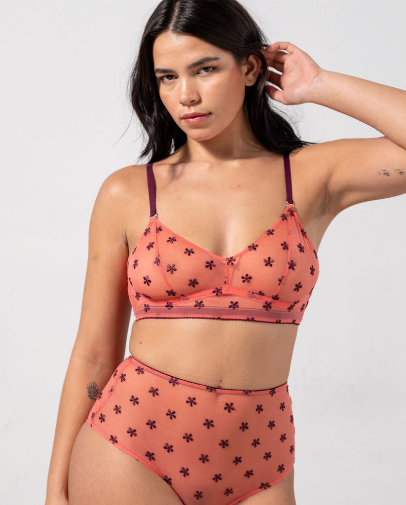 Mesh Balconette Coral Cherry