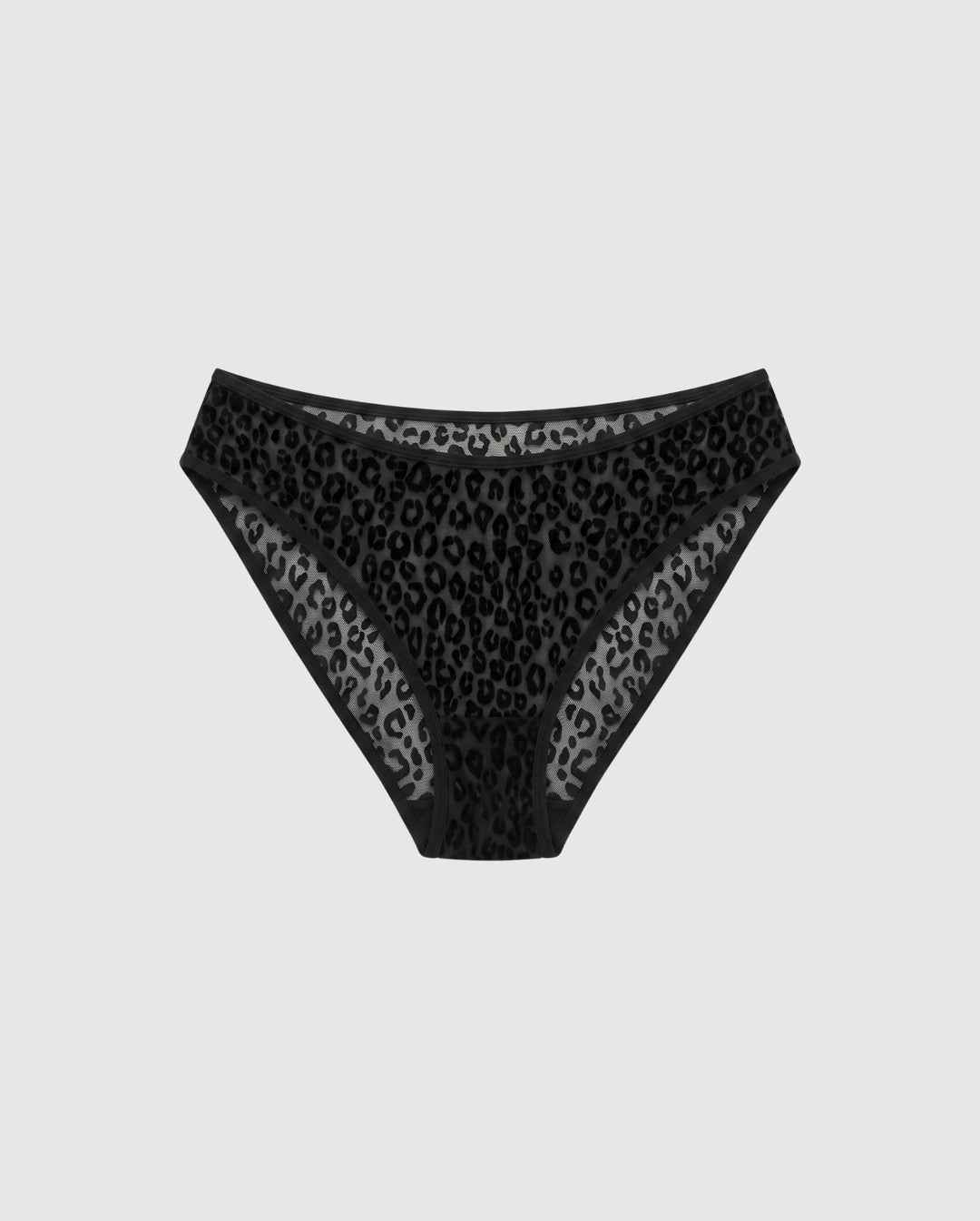 Mesh Dipped Midi Briefs Black Leopard