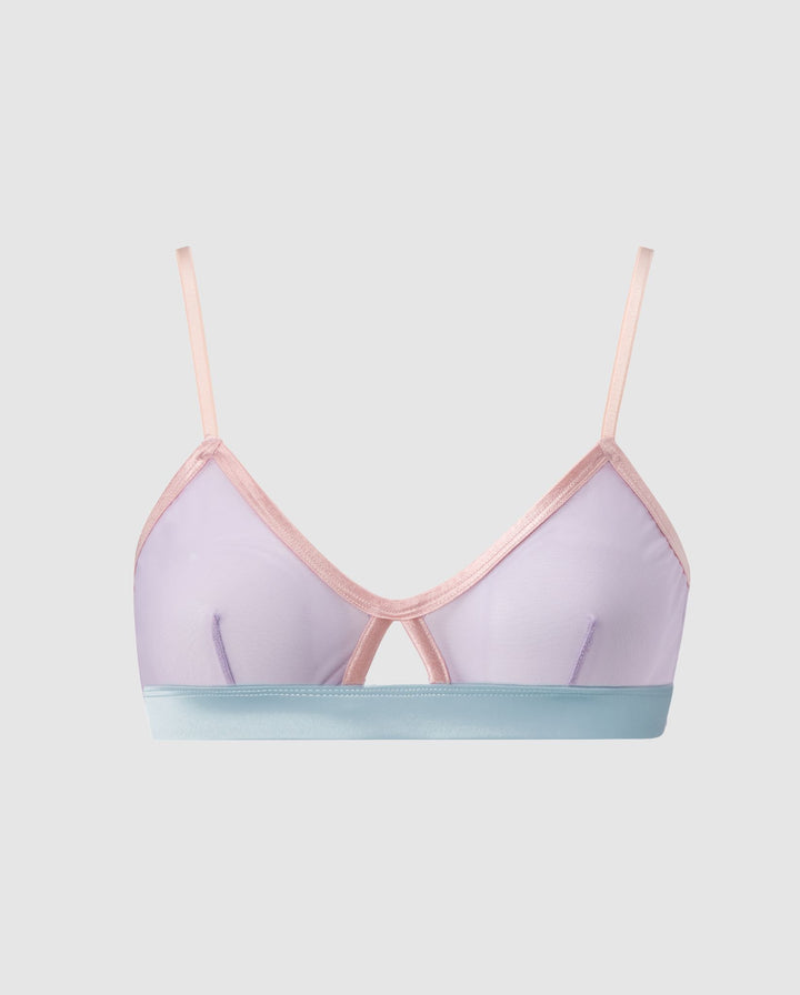 Mesh Cut-Out Triangle Bralette Pastel Lilac